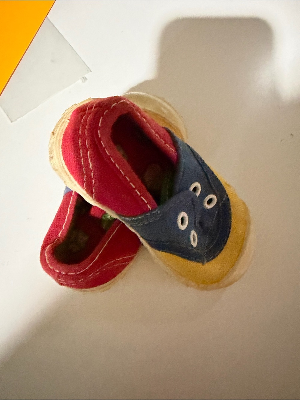 Kids Slip-On Canvas Sneakers in Yellow, Blue & Red - Picture 4 of 4